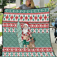Hawaiian Funny Santa Surf Quilt Mele Kalikimaka Palaka Quilt Pattern - Polynesian Pride