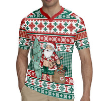 Hawaiian Funny Santa Surf Rugby Jersey Mele Kalikimaka Palaka Quilt Pattern - Polynesian Pride