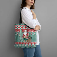 Hawaiian Funny Santa Surf Tote Bag Mele Kalikimaka Palaka Quilt Pattern - Polynesian Pride