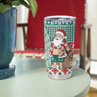 Hawaiian Funny Santa Surf Tumbler Cup Mele Kalikimaka Palaka Quilt Pattern - Polynesian Pride