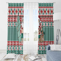Hawaiian Funny Santa Surf Window Curtain Mele Kalikimaka Palaka Quilt Pattern - Polynesian Pride