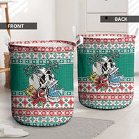 Hawaiian Skull Surfs Laundry Basket Mele Kalikimaka Palaka Quilt Pattern - Polynesian Pride