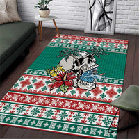 Hawaiian Skull Surfs Area Rug Mele Kalikimaka Palaka Quilt Pattern - Polynesian Pride