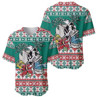 Hawaiian Skull Surfs Baseball Jersey Mele Kalikimaka Palaka Quilt Pattern - Polynesian Pride