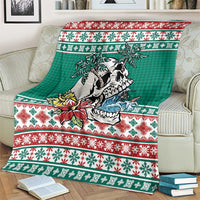 Hawaiian Skull Surfs Blanket Mele Kalikimaka Palaka Quilt Pattern - Polynesian Pride