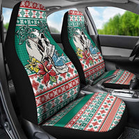 Hawaiian Skull Surfs Car Seat Cover Mele Kalikimaka Palaka Quilt Pattern - Polynesian Pride
