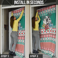 Hawaiian Skull Surfs Door Cover Mele Kalikimaka Palaka Quilt Pattern - Polynesian Pride