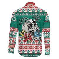 Hawaiian Skull Surfs Family Matching Long Sleeve Bodycon Dress and Hawaiian Shirt Mele Kalikimaka Palaka Quilt Pattern LT9 - Polynesian Pride