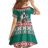 Hawaiian Skull Surfs Family Matching Off The Shoulder Long Sleeve Dress and Hawaiian Shirt Mele Kalikimaka Palaka Quilt Pattern LT9 - Polynesian Pride