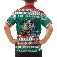Hawaiian Skull Surfs Family Matching Off Shoulder Maxi Dress and Hawaiian Shirt Mele Kalikimaka Palaka Quilt Pattern LT9 - Polynesian Pride
