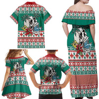 Hawaiian Skull Surfs Family Matching Off Shoulder Maxi Dress and Hawaiian Shirt Mele Kalikimaka Palaka Quilt Pattern LT9 - Polynesian Pride