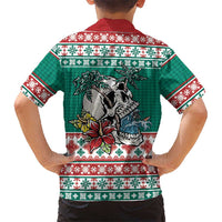 Hawaiian Skull Surfs Family Matching Short Sleeve Bodycon Dress and Hawaiian Shirt Mele Kalikimaka Palaka Quilt Pattern LT9 - Polynesian Pride