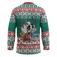 Hawaiian Skull Surfs Hockey Jersey Mele Kalikimaka Palaka Quilt Pattern - Polynesian Pride