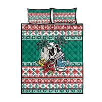 Hawaiian Skull Surfs Quilt Bed Set Mele Kalikimaka Palaka Quilt Pattern - Polynesian Pride