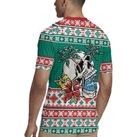 Hawaiian Skull Surfs Rugby Jersey Mele Kalikimaka Palaka Quilt Pattern - Polynesian Pride