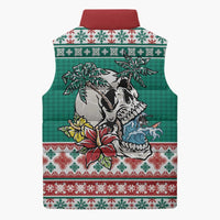 Hawaiian Skull Surfs Sleeveless Puffer Jacket Mele Kalikimaka Palaka Quilt Pattern - Polynesian Pride