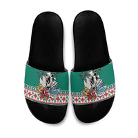 Hawaiian Skull Surfs Slide Sandals Mele Kalikimaka Palaka Quilt Pattern - Polynesian Pride