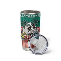 Hawaiian Skull Surfs Tumbler Cup Mele Kalikimaka Palaka Quilt Pattern - Polynesian Pride