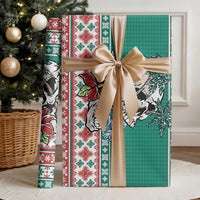 Hawaiian Skull Surfs Wrapping Paper Mele Kalikimaka Palaka Quilt Pattern - Polynesian Pride