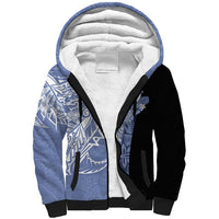 Aloha Vintage Hawaii Tribal Sherpa Hoodie Blue Style LT9 Unisex Blue - Polynesian Pride