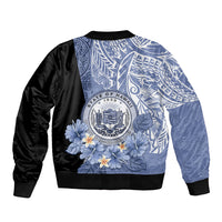 Aloha Vintage Hawaii Tribal Sleeve Zip Bomber Jacket Blue Style LT9 - Polynesian Pride