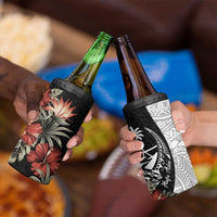 Guam Hafa Adai 4 in 1 Can Cooler Tumbler Tropical Flowers with Polynesian Pattern