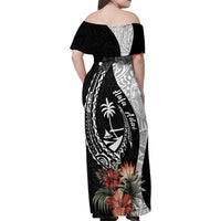 Hafa Adai Guam Family Matching Off Shoulder Maxi Dress and Hawaiian Shirt Tropical Flowers with Polynesian Pattern LT9 - Polynesian Pride