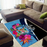 Bula Fiji Vintage Fijian Masi Pattern Area Rug Blue Unique LT9 - Polynesian Pride