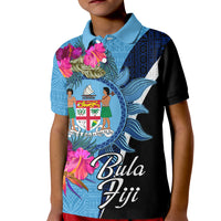 Bula Fiji Vintage Fijian Masi Pattern Kid Polo Shirt Blue Unique LT9 Kid Blue - Polynesian Pride
