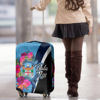 Bula Fiji Vintage Fijian Masi Pattern Luggage Cover Blue Unique LT9 - Polynesian Pride