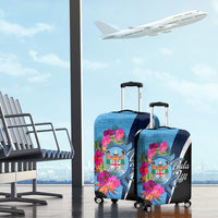 Bula Fiji Vintage Fijian Masi Pattern Luggage Cover Blue Unique LT9 - Polynesian Pride