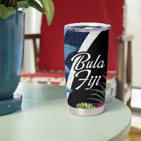 Bula Fiji Vintage Fijian Masi Pattern Tumbler Cup Blue Unique