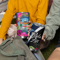 Bula Fiji Vintage Fijian Masi Pattern Tumbler Cup Blue Unique