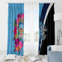 Bula Fiji Vintage Fijian Masi Pattern Window Curtain Blue Unique LT9 - Polynesian Pride