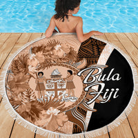 Bula Fiji Vintage Fijian Masi Pattern Beach Blanket Peach Fuzz Unique LT9 - Polynesian Pride