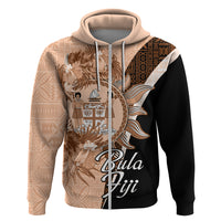 Bula Fiji Vintage Fijian Masi Pattern Hoodie Peach Fuzz Unique LT9 Zip Hoodie Peach Fuzz - Polynesian Pride