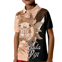 Bula Fiji Vintage Fijian Masi Pattern Kid Polo Shirt Peach Fuzz Unique LT9 Kid Peach Fuzz - Polynesian Pride