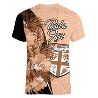 Bula Fiji Vintage Fijian Masi Pattern Women V Neck T Shirt Peach Fuzz Unique LT9 - Polynesian Pride