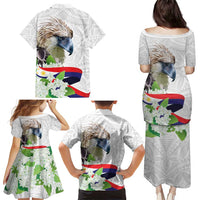 Philippines Eagle and Sampaguita Flowers Family Matching Puletasi and Hawaiian Shirt Polynesian Pattern
