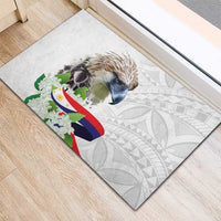 Philippines Eagle and Sampaguita Flowers Rubber Doormat Polynesian Pattern