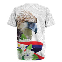 Philippines Eagle and Sampaguita Flowers Rugby Jersey Polynesian Pattern