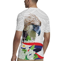 Philippines Eagle and Sampaguita Flowers Rugby Jersey Polynesian Pattern