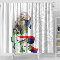 Philippines Eagle and Sampaguita Flowers Shower Curtain Polynesian Pattern