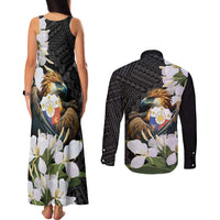 Philippines Eagle with Coat Of Arm Couples Matching Tank Maxi Dress and Long Sleeve Button Shirt Simple Sampaguita Jasmine
