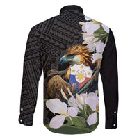 Philippines Eagle with Coat Of Arm Family Matching Off The Shoulder Long Sleeve Dress and Hawaiian Shirt Simple Sampaguita Jasmine