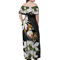 Philippines Eagle with Coat Of Arm Off Shoulder Maxi Dress Simple Sampaguita Jasmine