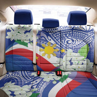 Philippines Flag Back Car Seat Cover Sampaguita Jasmine with Polynesian Tribal LT9 - Polynesian Pride
