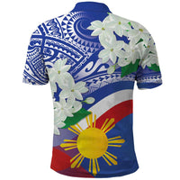 Philippines Flag Polo Shirt Sampaguita Jasmine with Polynesian Tribal
