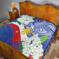 Philippines Flag Quilt Sampaguita Jasmine with Polynesian Tribal
