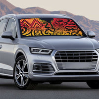 New Zealand Rangatira Custom Auto Sun Shade Red and Gold Niho Taniwha Maori Tribal - Polynesian Pride